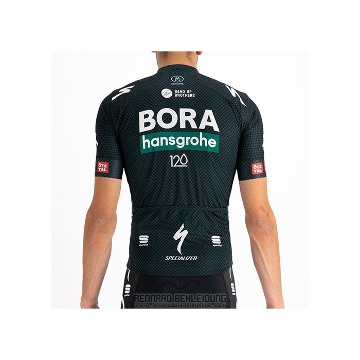 2021 Fahrradbekleidung Bora-Hansgrone Dunkel Grun Trikot Kurzarm und Tragerhose